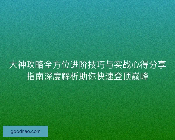 大神攻略全方位进阶技巧与实战心得分享指南深度解析助你快速登顶巅峰